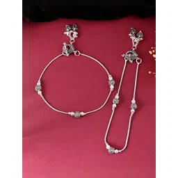 Sangria Pair of 1 Silver-Plated Artificial Beads Anklet-picture-30
