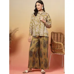 Sangria Paisley Printed Shirt & Palazzos Co-Ords-picture-18