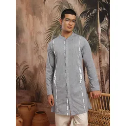Sangria Paneled Woven Design Cotton Kurta-picture-37