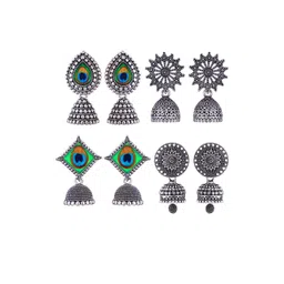 Sangria Peacock Shaped Jhumkas Earrings-picture-16