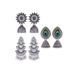 Sangria Peacock Shaped Jhumkas Earrings-picture-26