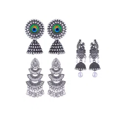 Sangria Peacock Shaped Jhumkas Earrings-picture-41