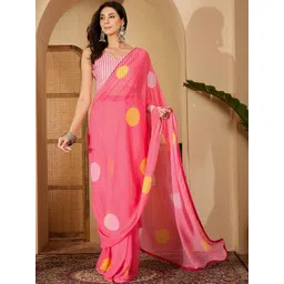 Sangria Pink Poly Georgette Printed Sarees-picture-30