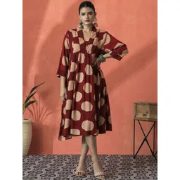 Sangria Printed A-Line Ethnic Dress-picture-28