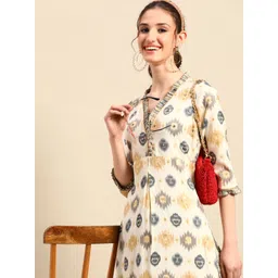 Sangria Printed Beads & Stones Kurta With Palazzos-picture-12