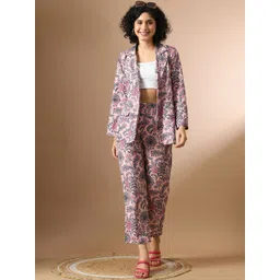 Sangria Printed Blazer & Trouser Co-Ord Set-picture-24