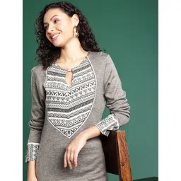 Sangria Printed Keyhole Neck Kurta with Trousers-picture-29