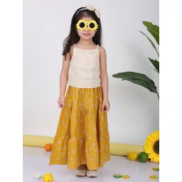 Sangria Printed Pure Cotton Top With Skirt-picture-45