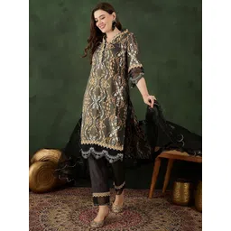 Sangria Printed Straight Kurta, Trouser & Dupatta Set-picture-40