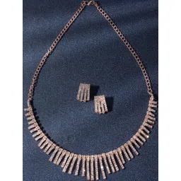 Sangria Rose Gold-Plated Brass American Diamond Jewellery Set-picture-41