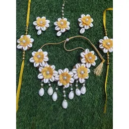 Sangria Sea Shell Beaded Floral Jewellery Set-picture-38