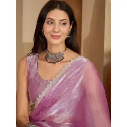 Sangria Sequinned Poly Chiffon Saree-picture-28