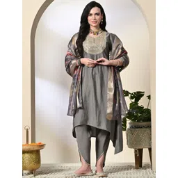 Sangria Sequinned Yoke Design A-Line Kurta Sets With Dupatta-picture-40