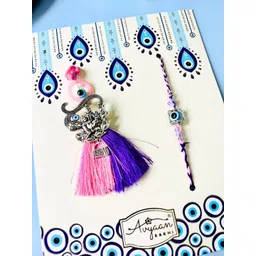 Sangria Set of 2 Evil Eye Oxidised Silver Lumba Rakhi-picture-39