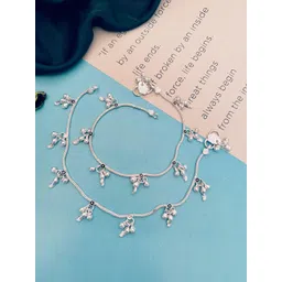 Sangria Set Of 2 Silver-Plated Beaded Anklets-picture-32