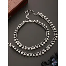 Sangria Set of 2 Silver-Plated Pearl Anklets-picture-29