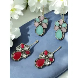 Sangria Set Of 2 Stone Studded Drop Earrings-picture-19