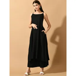 Sangria Shoulder Straps A-Line Kurta With Palazzo-picture-11