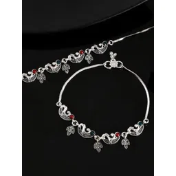 Sangria Silver-Plated Artificial Stones Anklet-picture-13