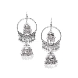 Sangria Silver-Plated Oxidised Earrings image 1