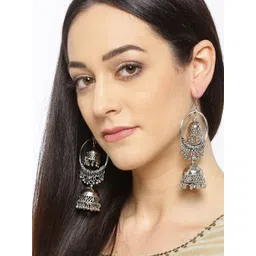 Sangria Silver-Plated Oxidised Earrings image 3