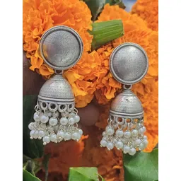 Sangria Silver-Plated Pearls Beaded Dome Shaped Jumkhas-picture-11