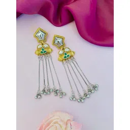 Sangria Silver-Plated Stones Studded Classic Drop Earrings-picture-35