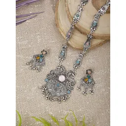 Sangria Stone-Studded & Beaded Jewellery Set-picture-19