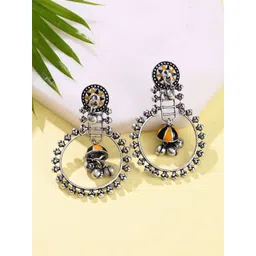 Sangria Taal Mridang Sarangi Silver-Plated Drop Earrings-picture-29