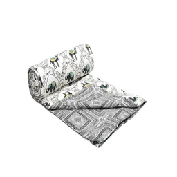 Sangria White & Black Printed Reversible 110 GSM AC Room Single Bed Dohar-picture-40