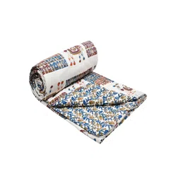 Sangria White & Blue Pure Cotton Reversible 110 GSM AC Room Dohar Double Bed-picture-23