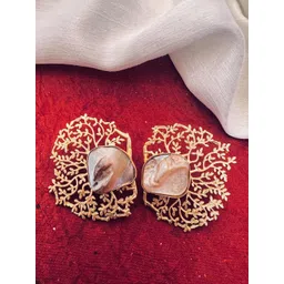 Sangria White Gold-Plated & Stone-Studded Studs Earrings-picture-36