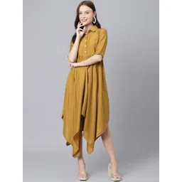 Sangria Women Asymmetric Shirt Collar Midi Dress-picture-13