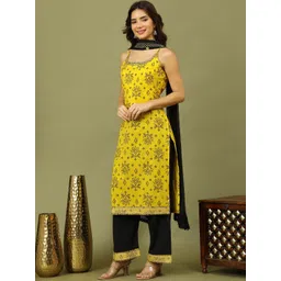 Sangria Women Bandhani Embroidered Cotton Kurta with Palazzo & Dupatta-picture-35