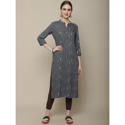 Sangria Women Charcoal & Beige Printed Kurta-picture-30