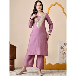 Sangria Women Embroidered Kurta with Trouser-picture-37