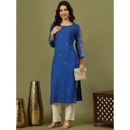 Sangria Women Ethnic Motifs Embroidered Festive Straight Kurta-picture-11