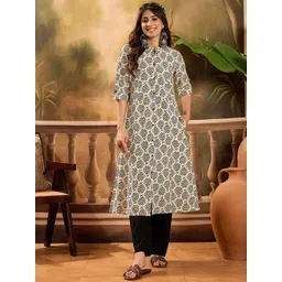 Sangria Women Ethnic Motifs Printed Daily Cotton A-Line Kurta-picture-13