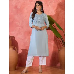 Sangria Women Ethnic Motifs Printed Daily Straight Kurta image 1