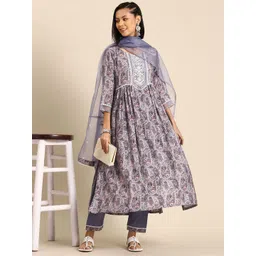 Sangria Women Ethnic Motifs Printed Kurta with Trousers & Dupatta-picture-16