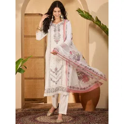 Sangria Women Ethnic Motifs Printed Kurta with Trousers & Dupatta-picture-26