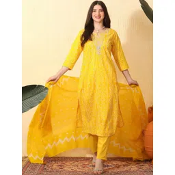 Sangria Women Ethnic Motifs Printed Regular Pure Cotton Kurta with Trousers & With Dupatta-picture-17