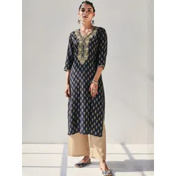 Sangria Women Ethnic Motifs Printed Thread Work Kurta-picture-37