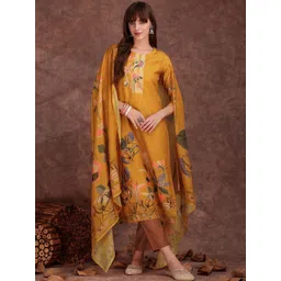 Sangria Women Floral Printed Kurta with Trousers & Dupatta-picture-18