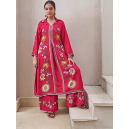 Sangria Women Floral Printed Regular Kurta with Palazzos-picture-10