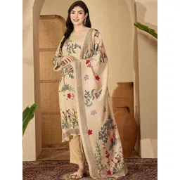 Sangria Women Floral Printed Regular Pure Cotton Kurta with Trousers & With Dupatta-image-27