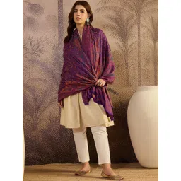 Sangria Women Floral Woven Design Shawl-picture-24