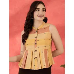 Sangria Women Geometric Printed Cotton Peplum Top-picture-30