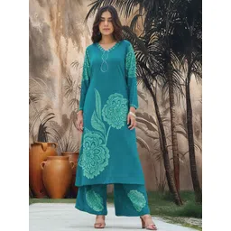 Sangria Women German Rayon Kurta With Palazzo Set-picture-12