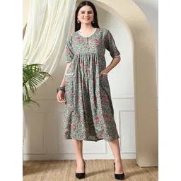 Sangria Women Green Cotton Dresses-picture-27